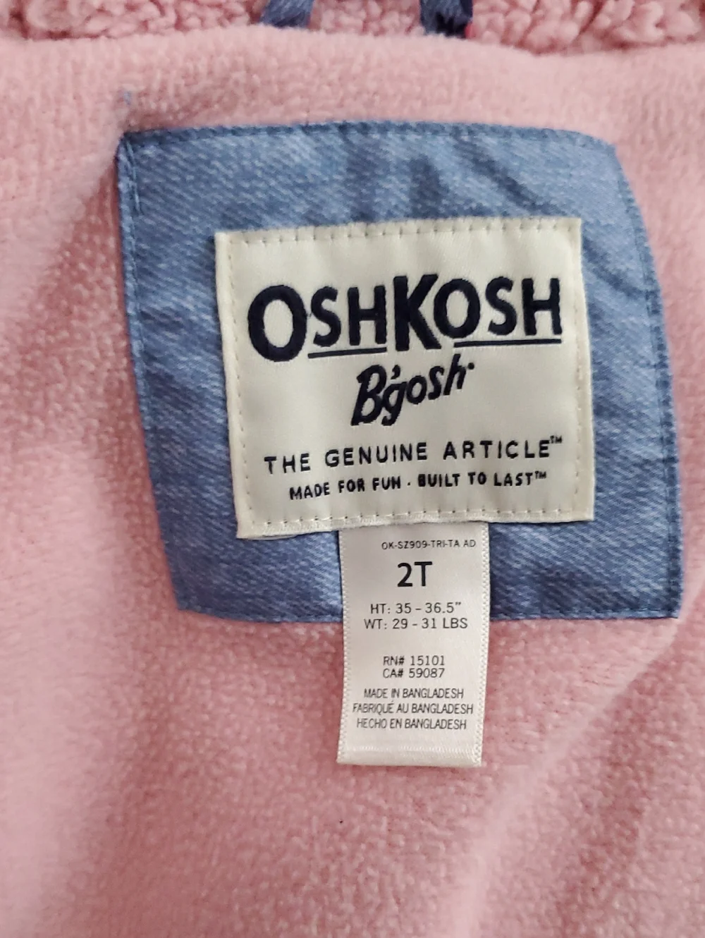 Oshkosh B'gosh Toddler Girls Blue Floral Hooded Winter Jacket Coat Sz2T